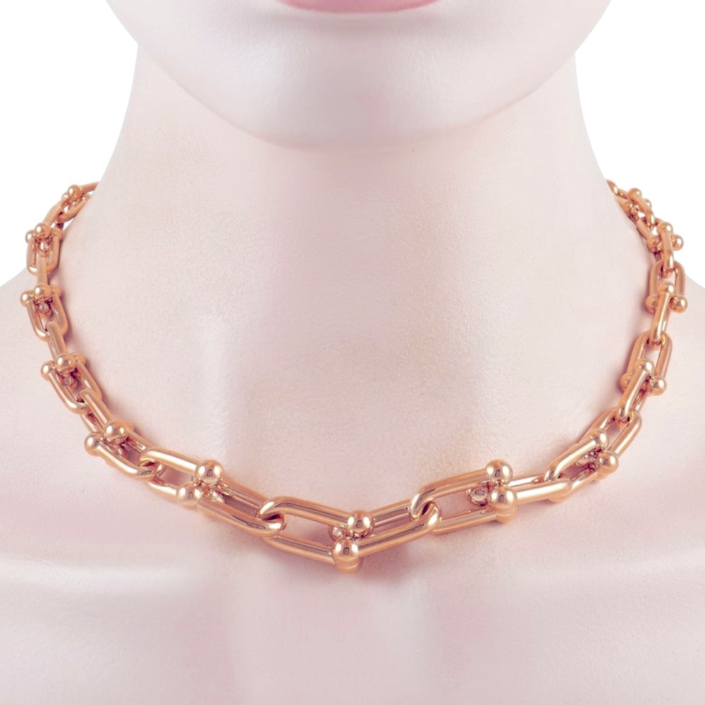 Rose Gold Hardware Graduated Link U Necklace